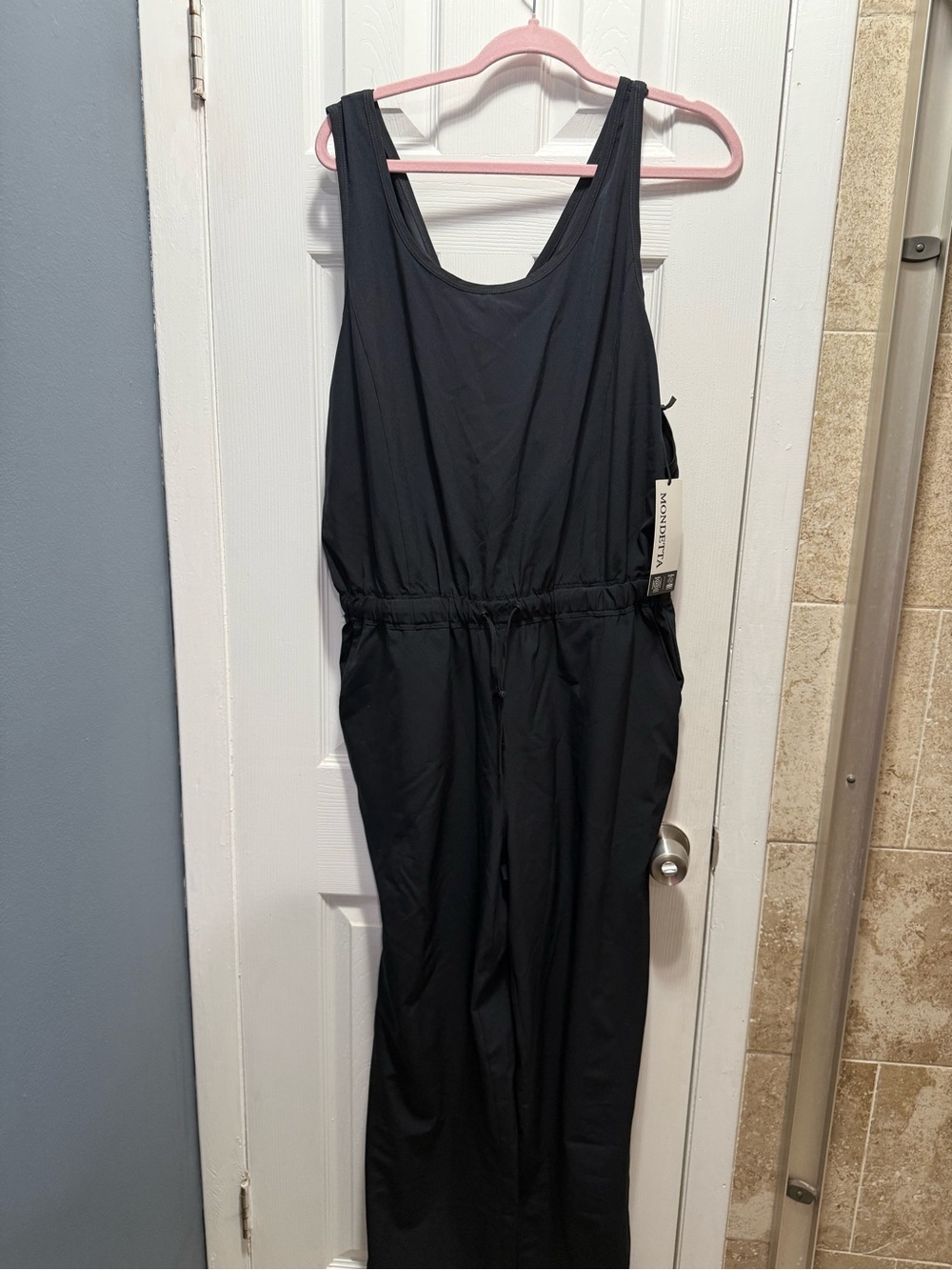 Mondetta Black Sleeveless Utility Jumpsuit with Drawstring